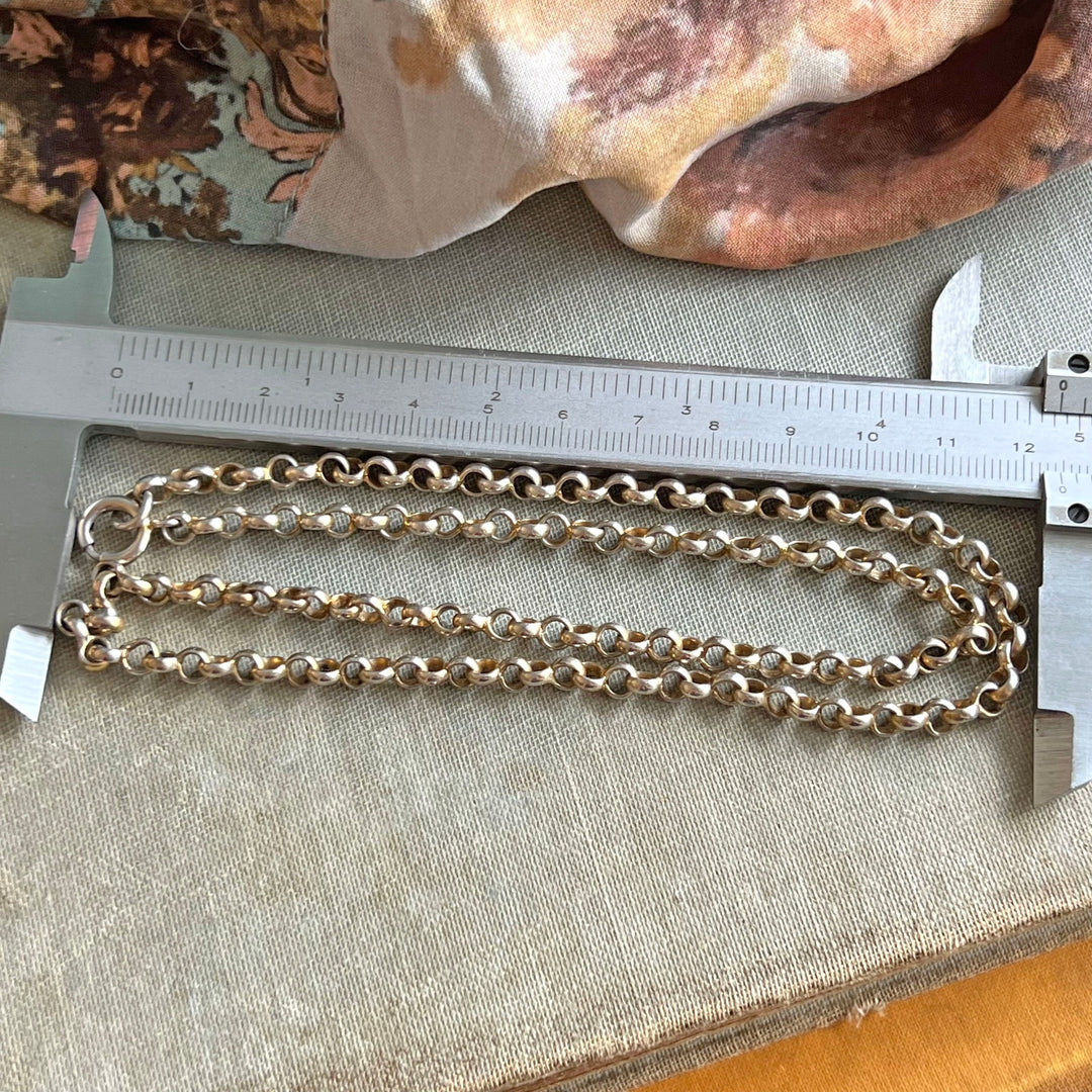 Antique Victorian Silver Gilt Link Chain Necklace, English Jewelry, circa 1900