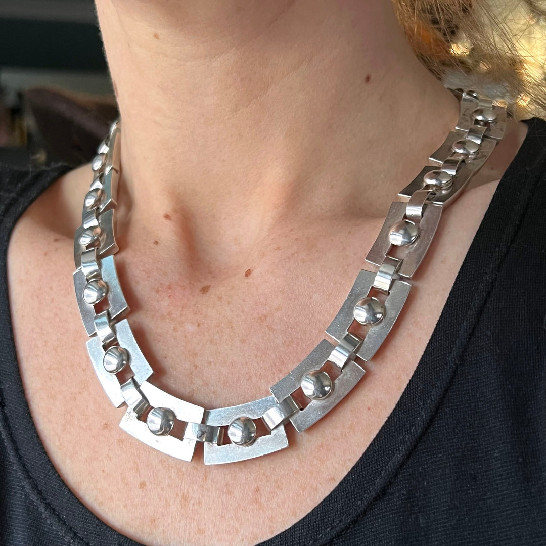 Antique Victorian silver link collar necklace