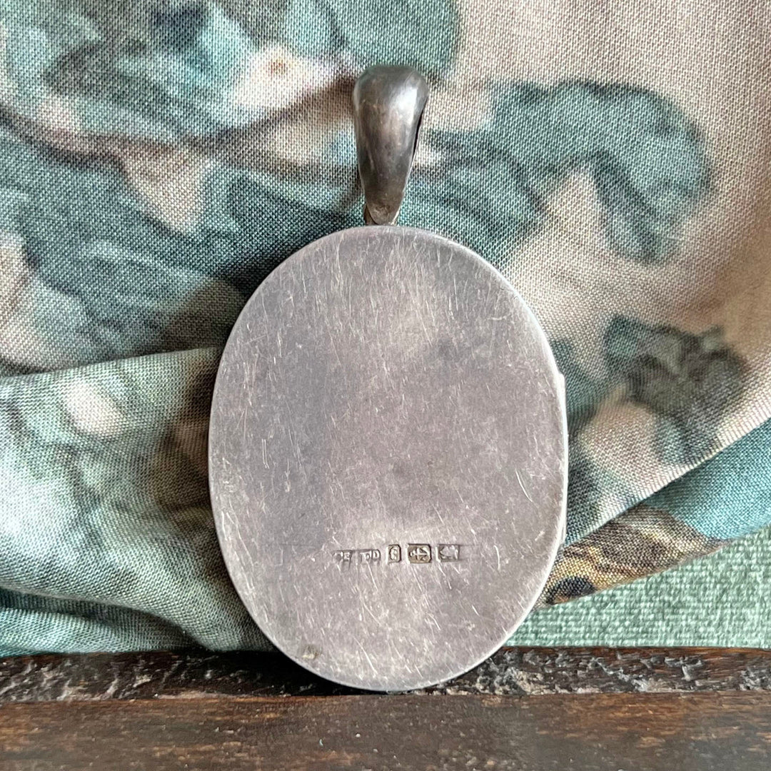 Antique Victorian Silver Locket Aesthetic Movement Heron Dated 1880