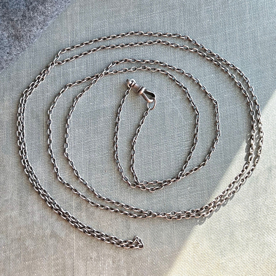 Antique Victorian silver long link chain