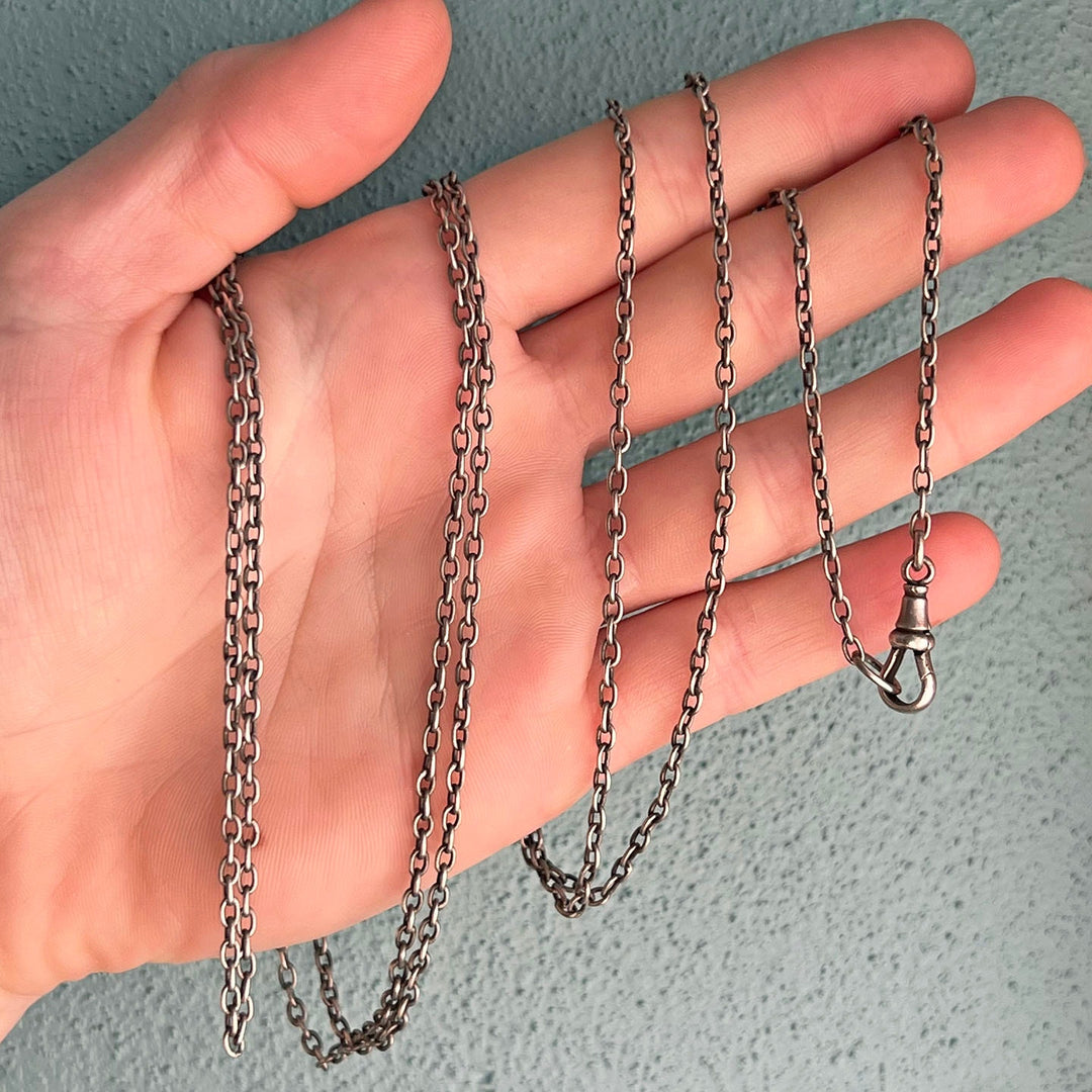 Victorian silver necklace with long links