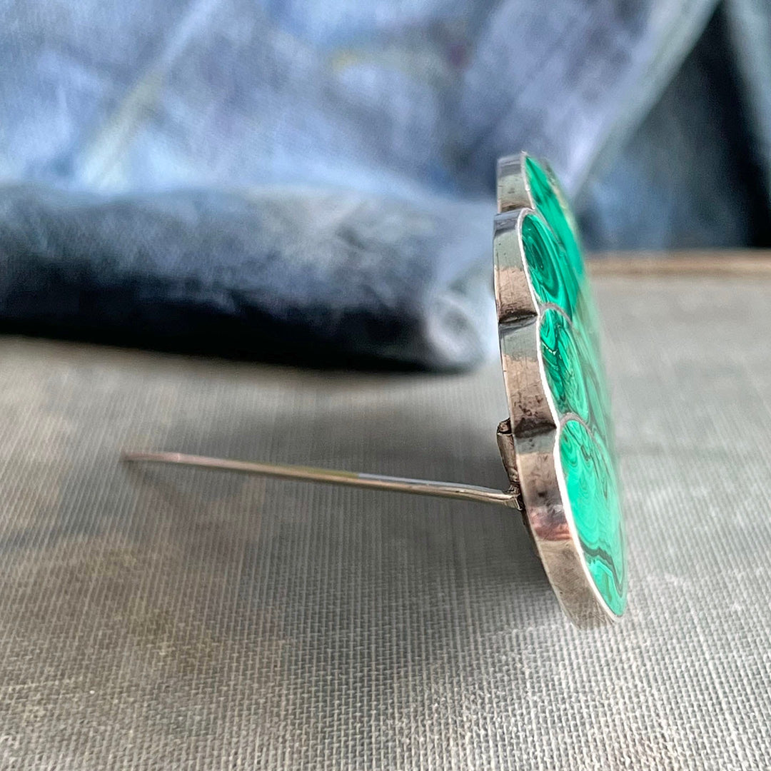 Side profile of Scottish silver brooch