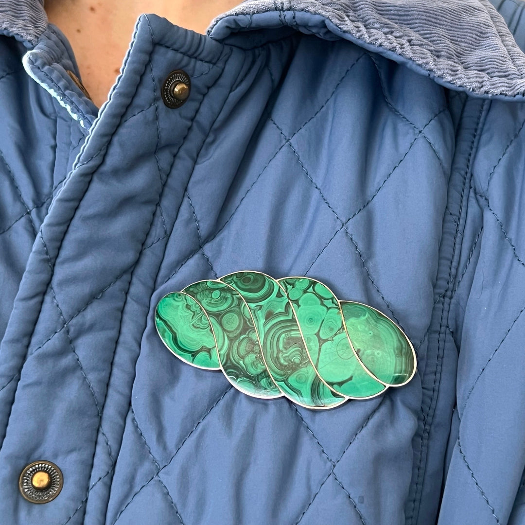 Elegant Victorian silver malachite jewelry