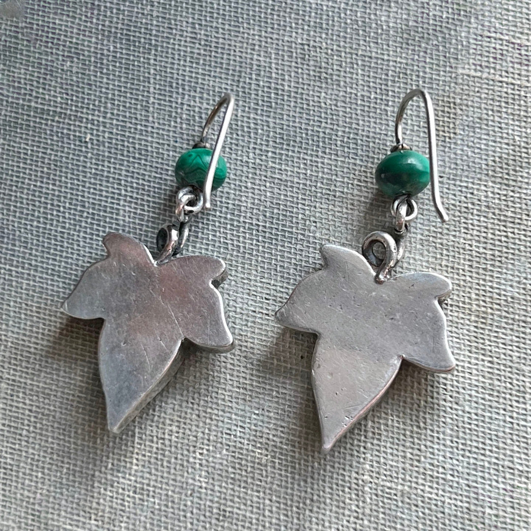 Antique botanical drop earrings in silver