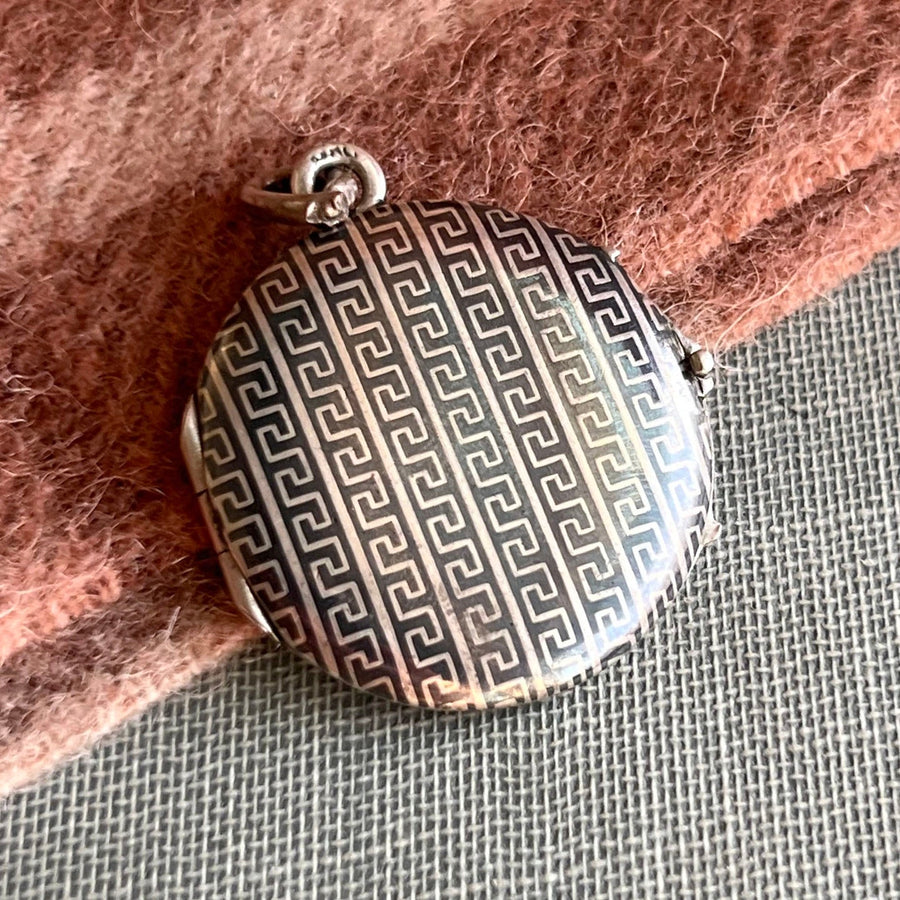 Antique niello locket romantic keepsake design