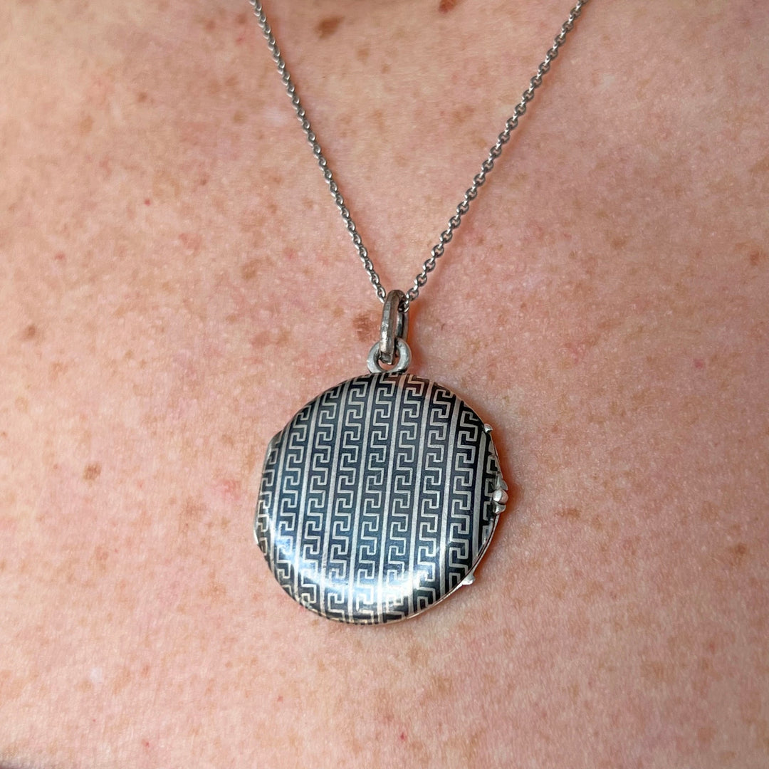 Antique Victorian silver niello locket