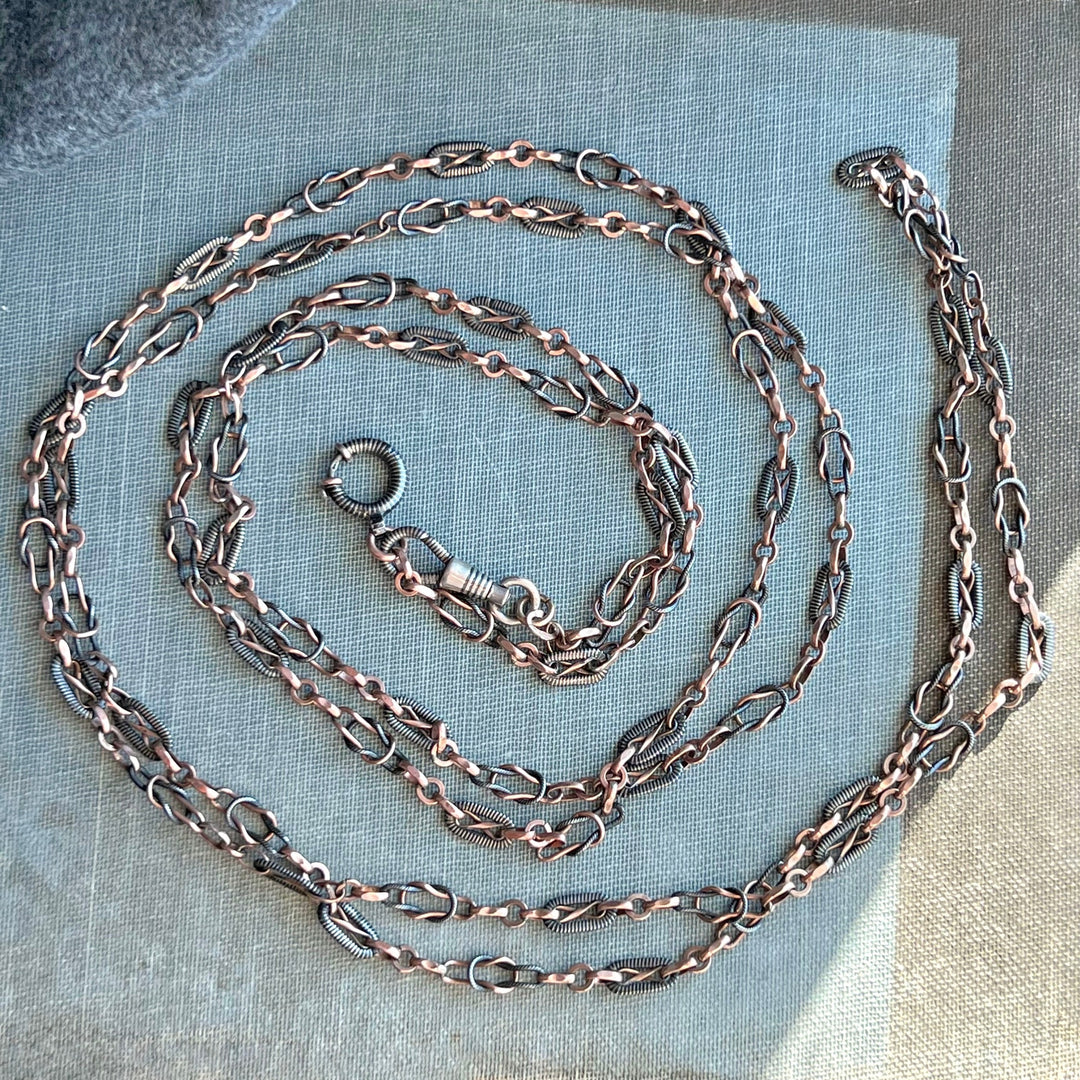 Victorian silver long guard necklace