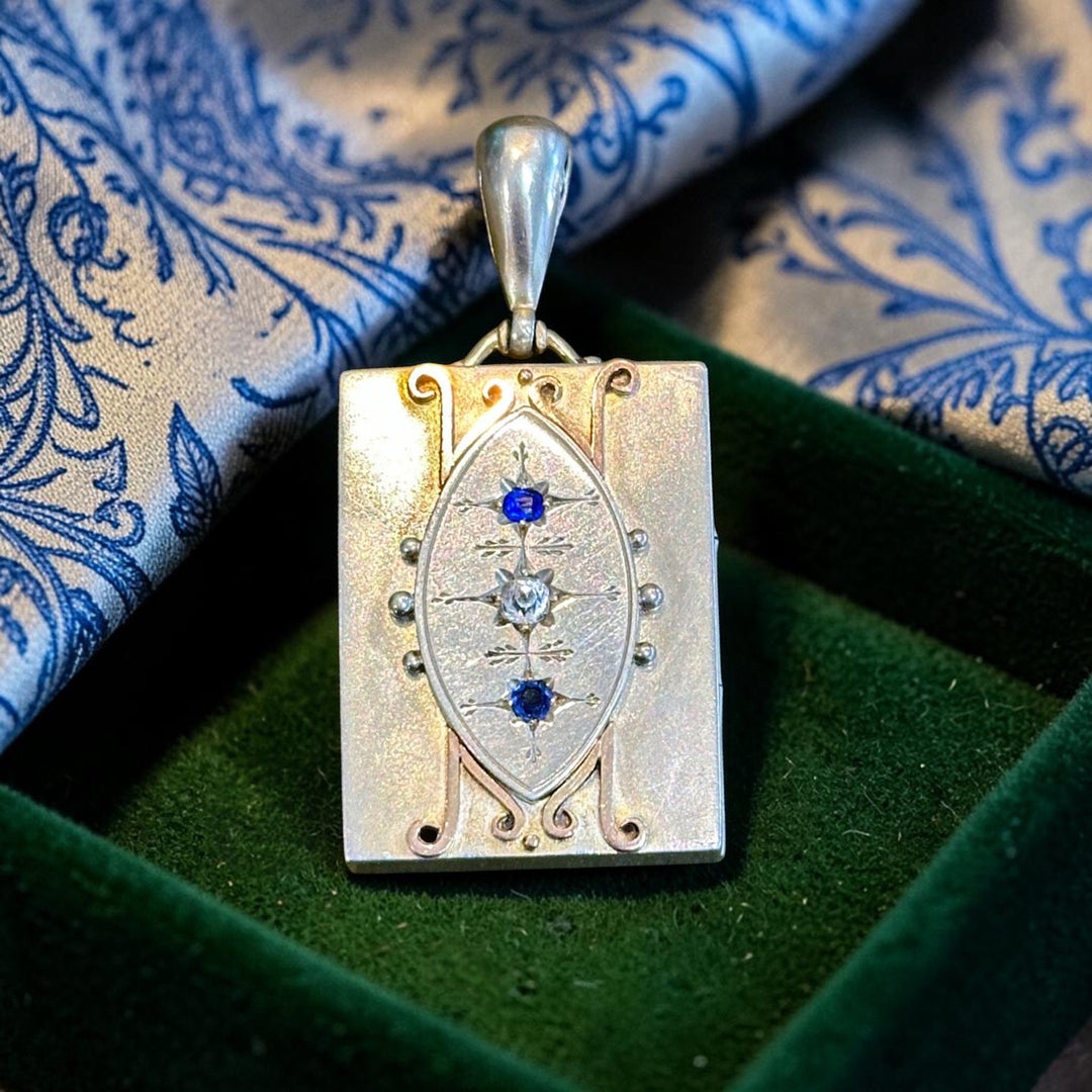 Antique Victorian silver paste gem locket Birmingham