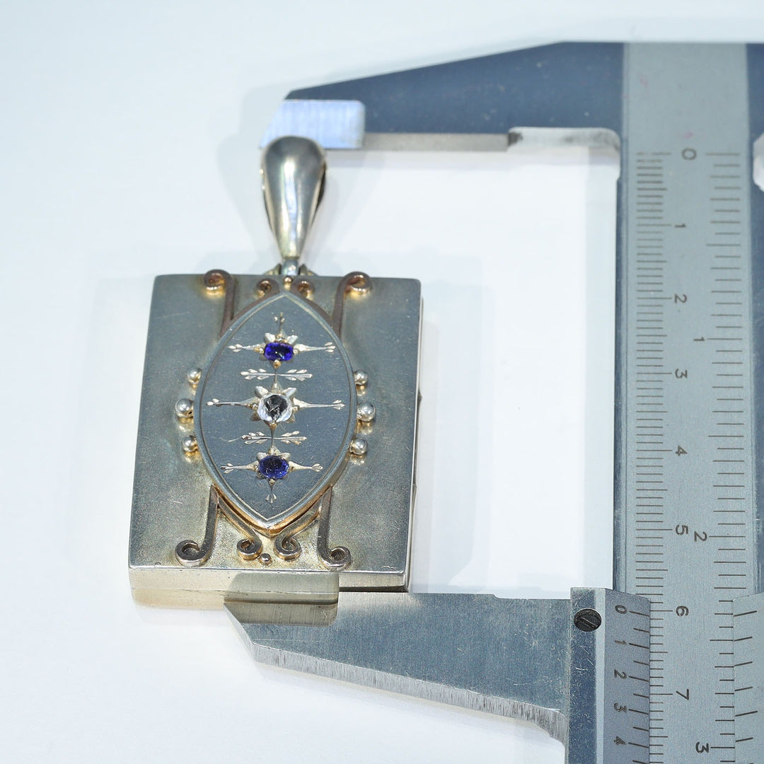 Antique Victorian silver paste gem locket Birmingham