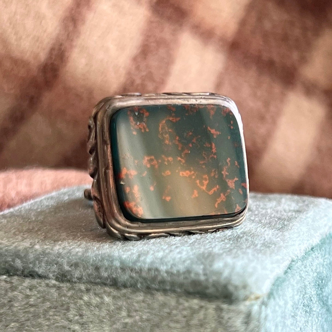 Victorian silver fob with bloodstone seal and engraved detail