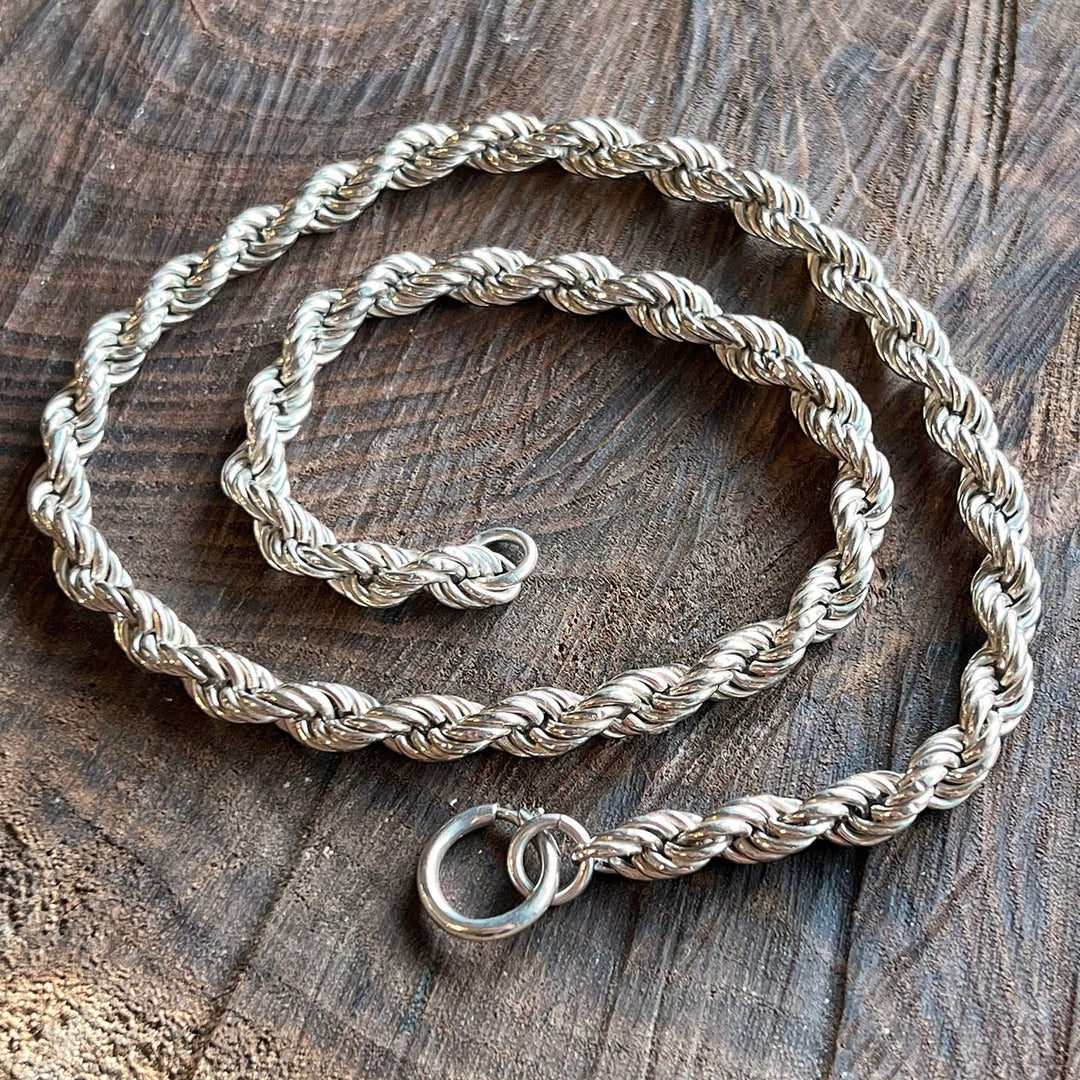 Antique Victorian Silver Rope Chain, England c. 1890