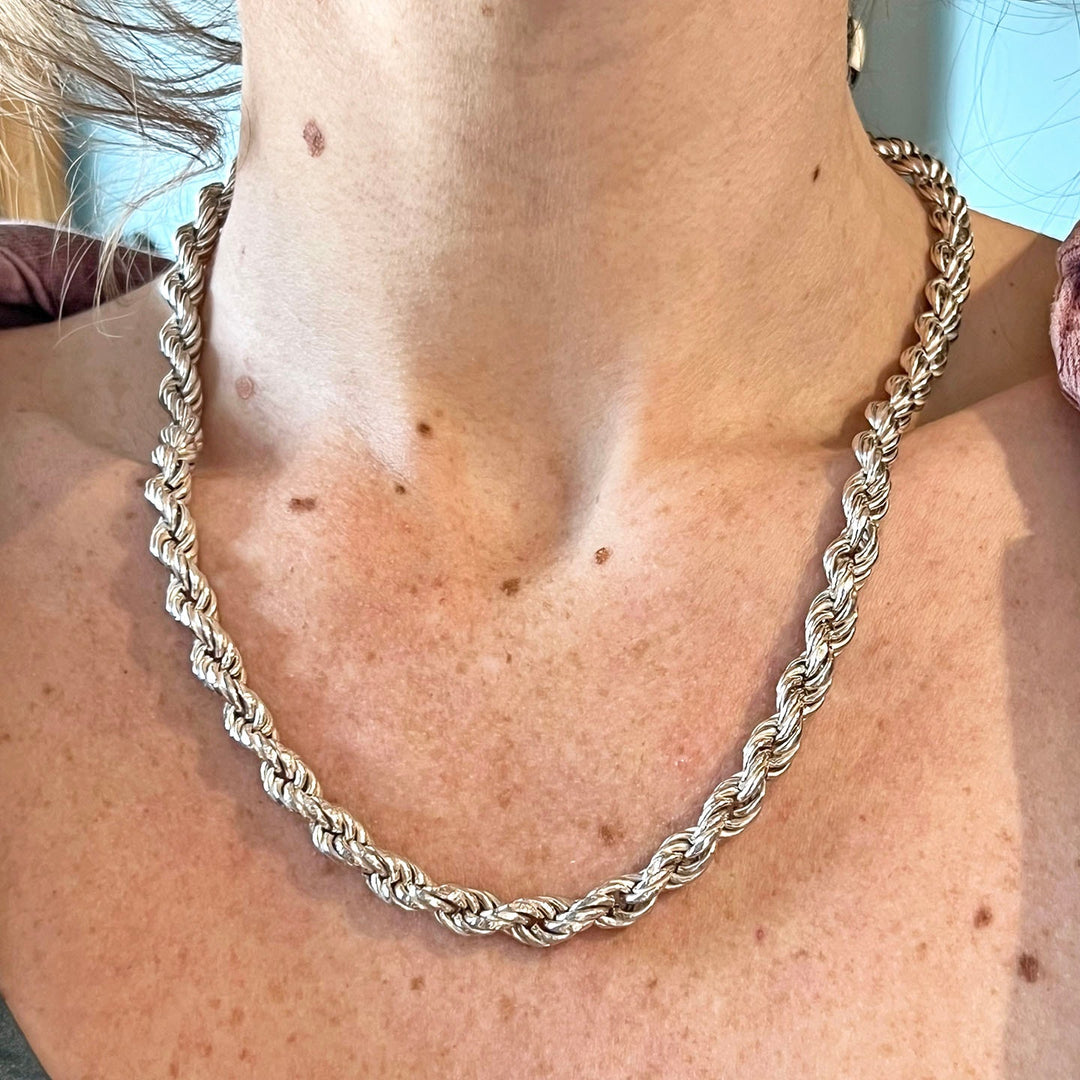 Antique Victorian Silver Rope Chain, England c. 1890