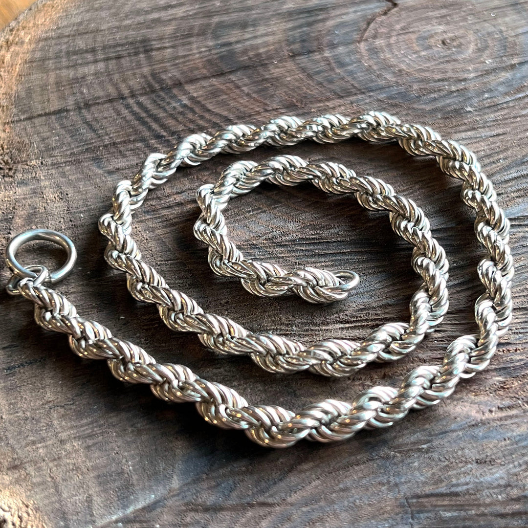 Antique Victorian Silver Rope Chain, England c. 1890