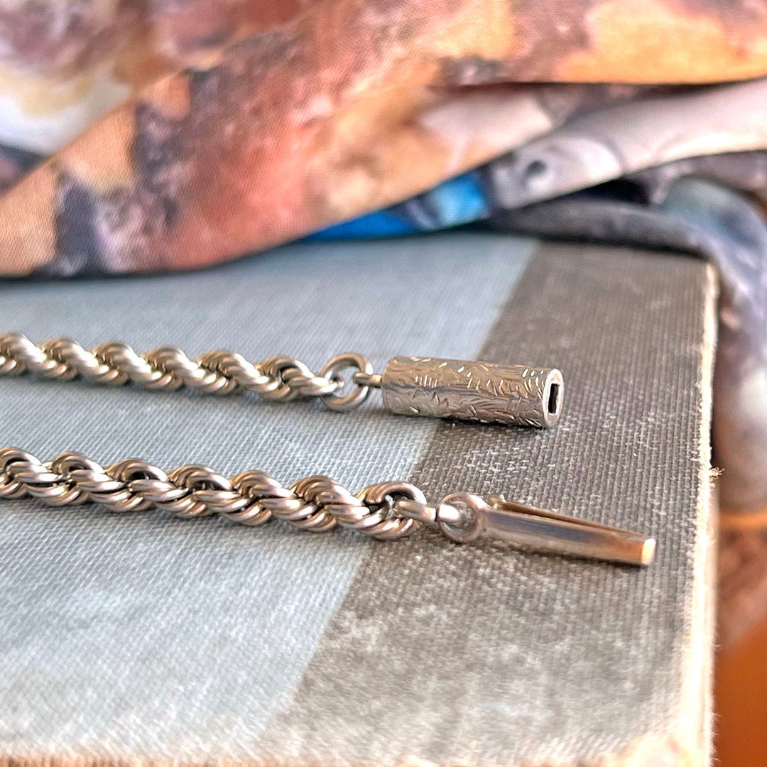 Antique Victorian Silver Rope Chain Necklace, 17 Inch