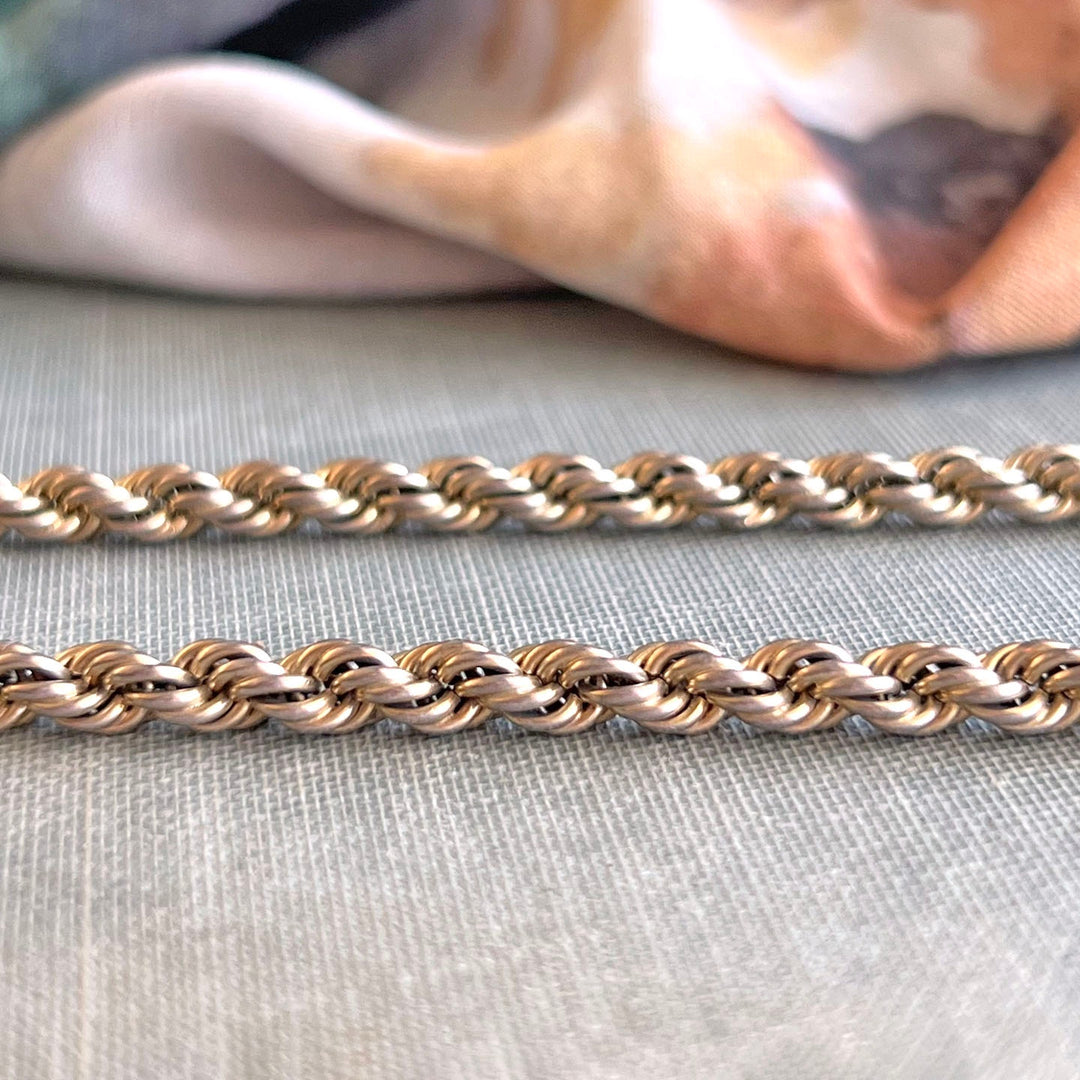 Antique Victorian Silver Rope Chain Necklace, 17 Inch