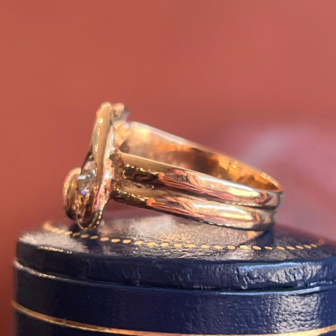 Antique Victorian Snake Ring 14k Gold Ruby Diamond, c.1890