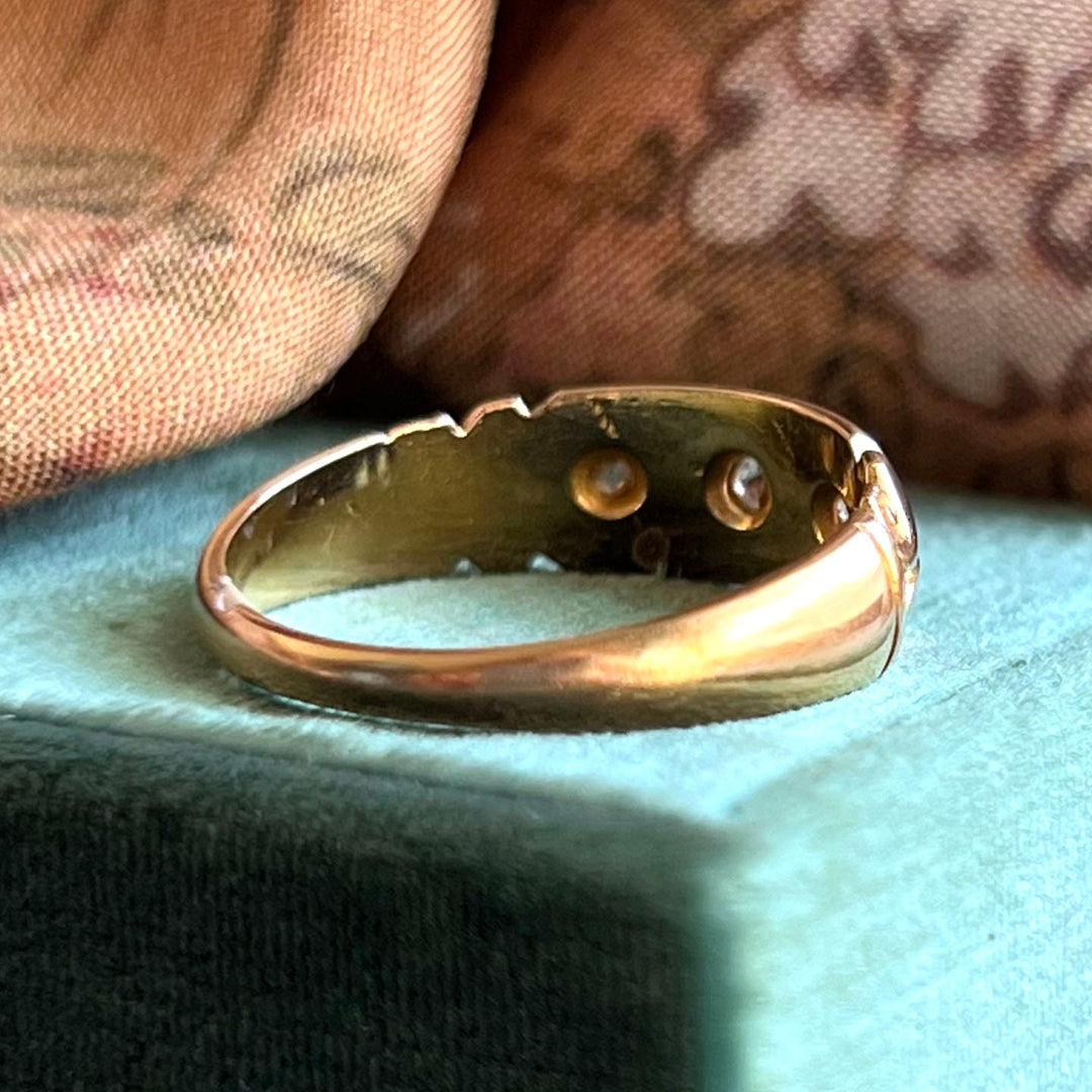 Antique Victorian Star Set Diamond Ring 18k Gold Chester 1889