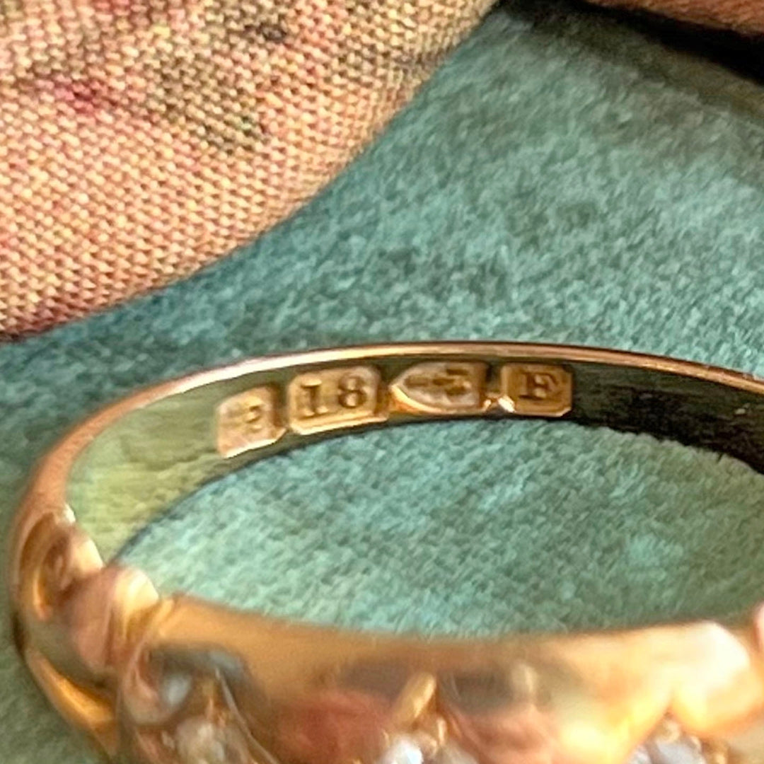 Antique Victorian Star Set Diamond Ring 18k Gold Chester 1889