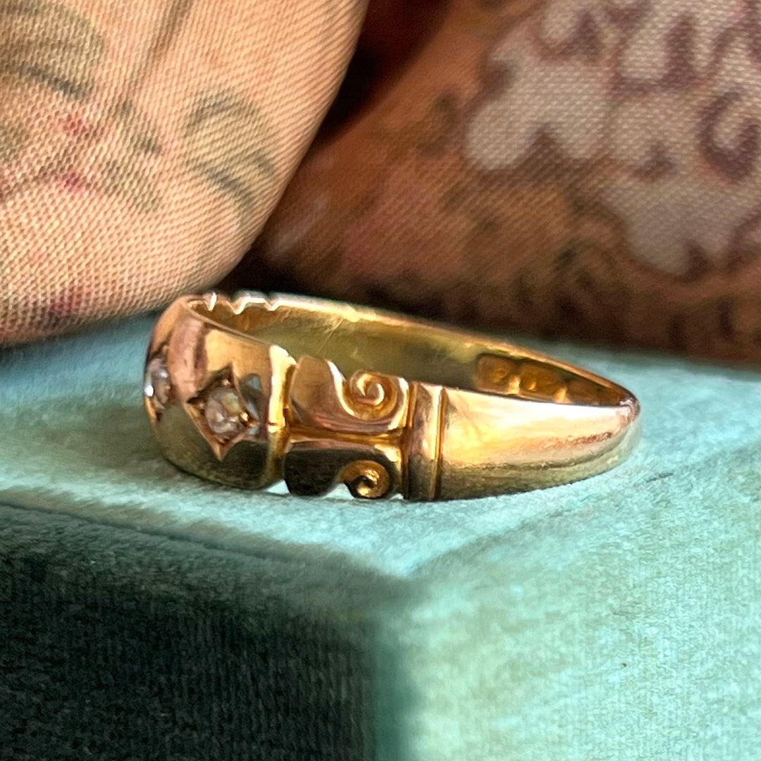 Antique Victorian Star Set Diamond Ring 18k Gold Chester 1889