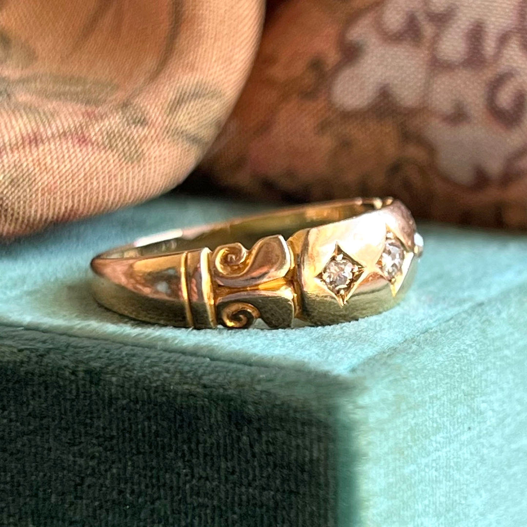 Antique Victorian Star Set Diamond Ring 18k Gold Chester 1889