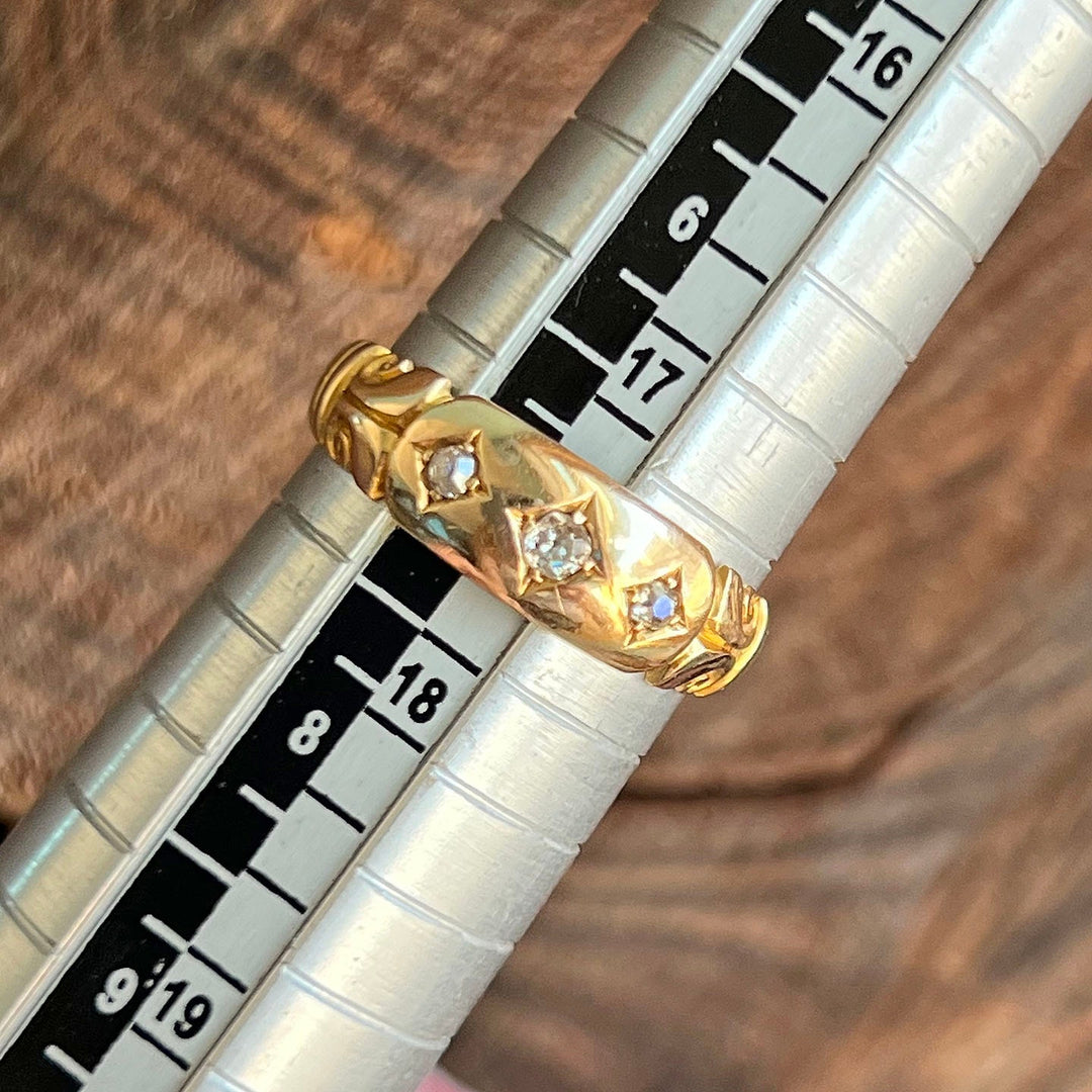 Antique Victorian Star Set Diamond Ring 18k Gold Chester 1889