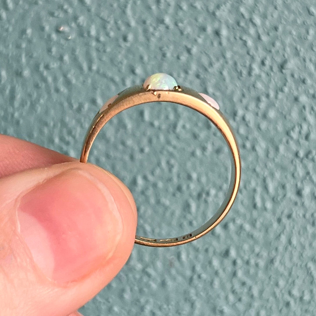 Antique Victorian Three-Stone Opal Ring 18k Gold Chester 1885