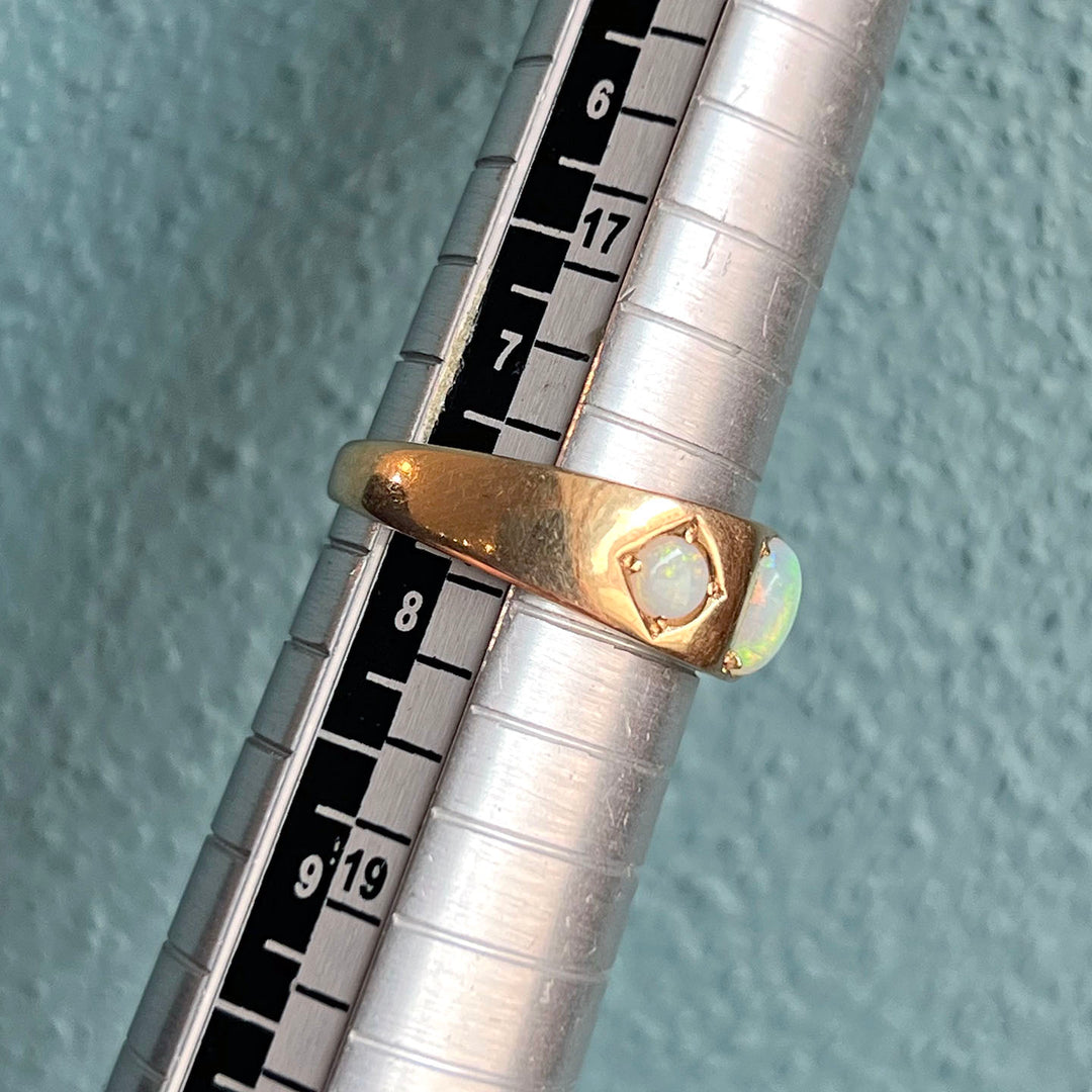 Antique Victorian Three-Stone Opal Ring 18k Gold Chester 1885