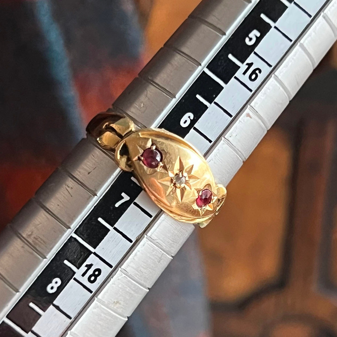 Antique starburst ruby diamond ring classic Victorian design
