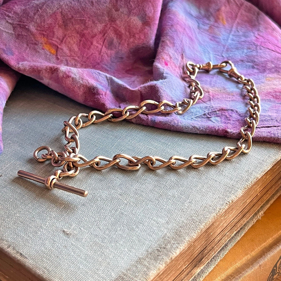 Antique Victorian Albert watch chain necklace gold Birmingham 1900 16 inch