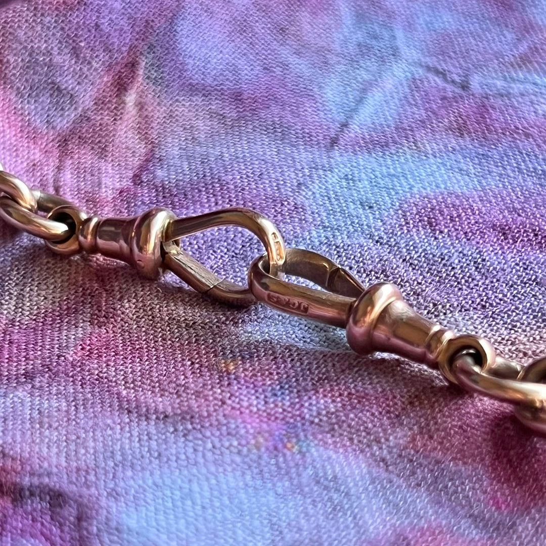 Birmingham hallmark on antique gold watch chain circa 1900