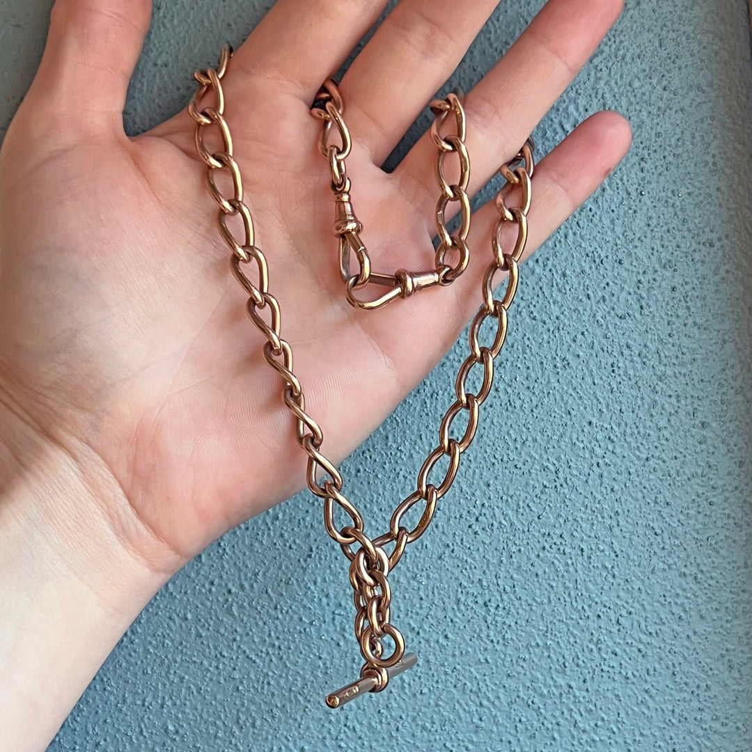 Birmingham hallmark on antique gold watch chain circa 1900