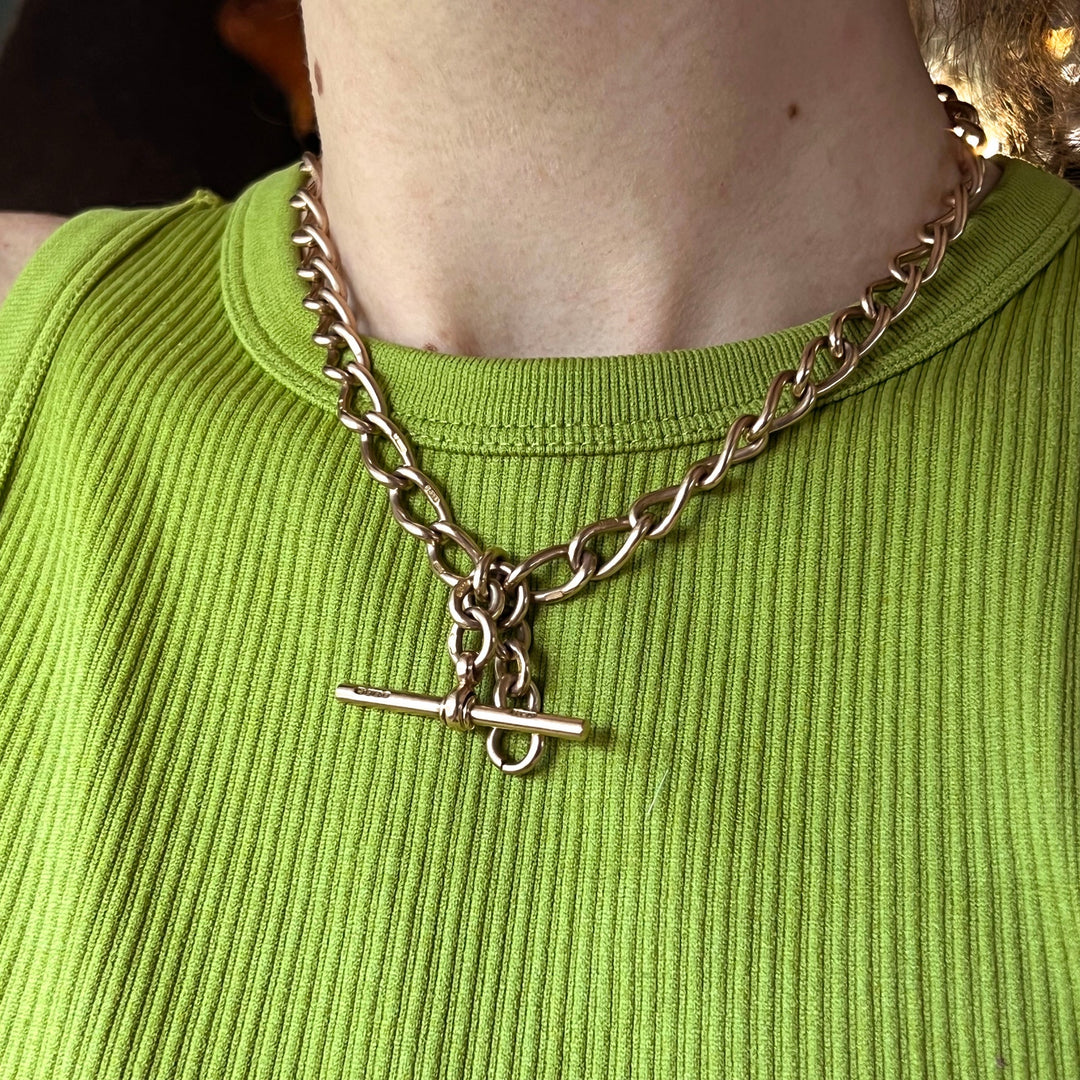 Antique Albert chain worn as necklace unisex Victorian jewelry