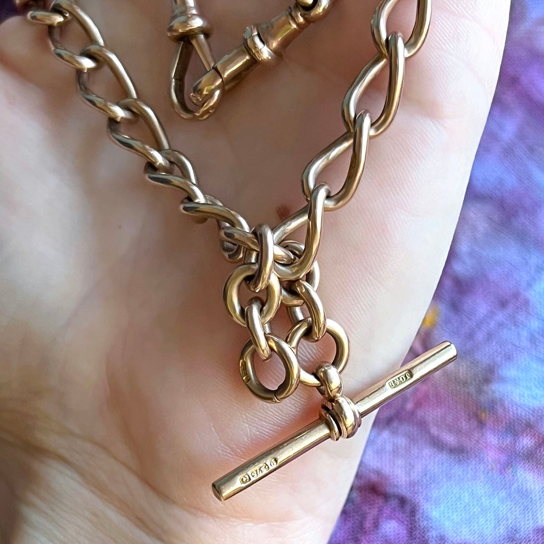 Birmingham hallmark on antique gold Albert watch chain 1900