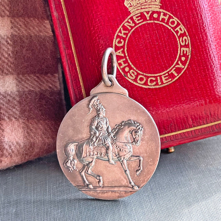 Antique sterling silver Hackney Horse Society medal English equestrian award