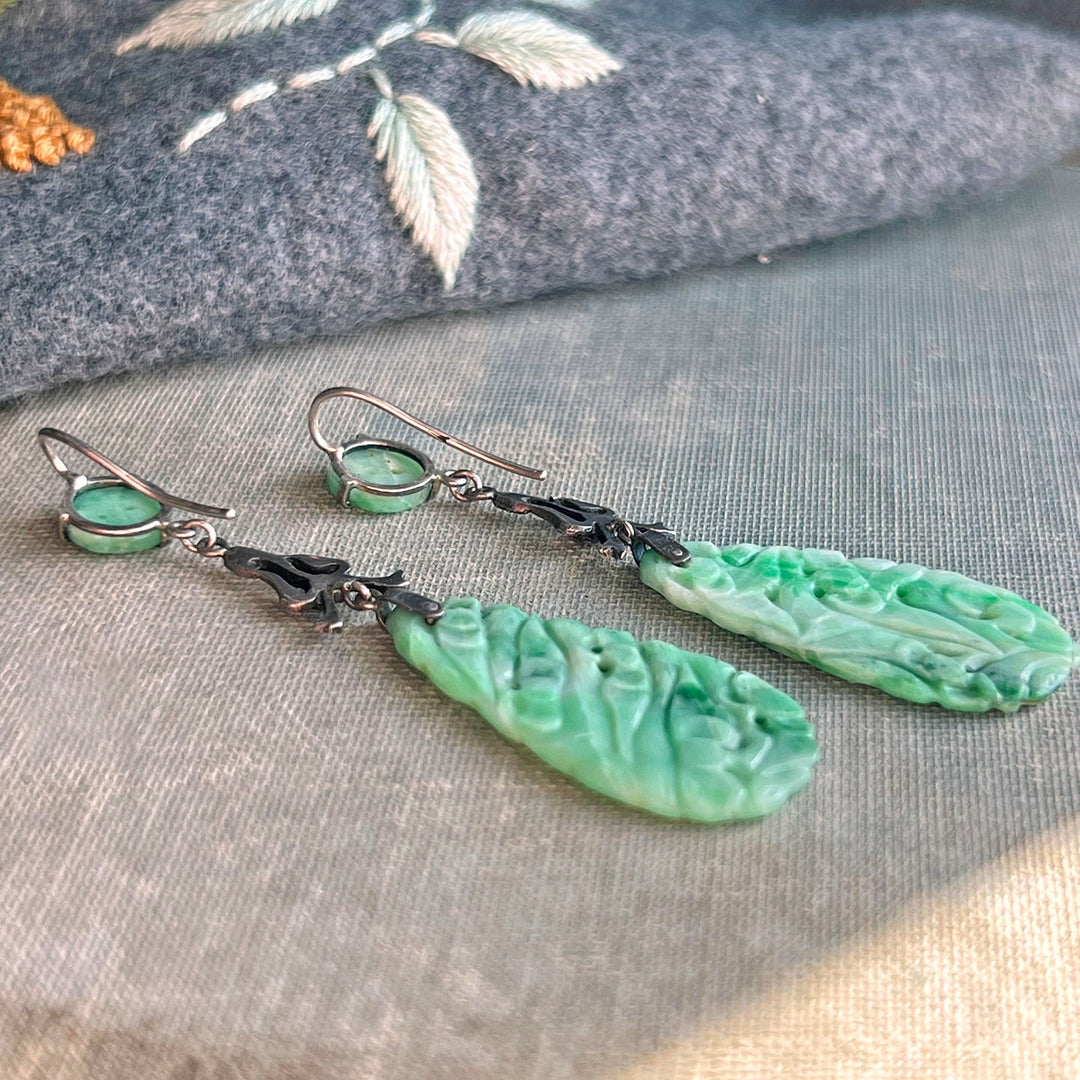 Elegant carved jade earrings timeless style
