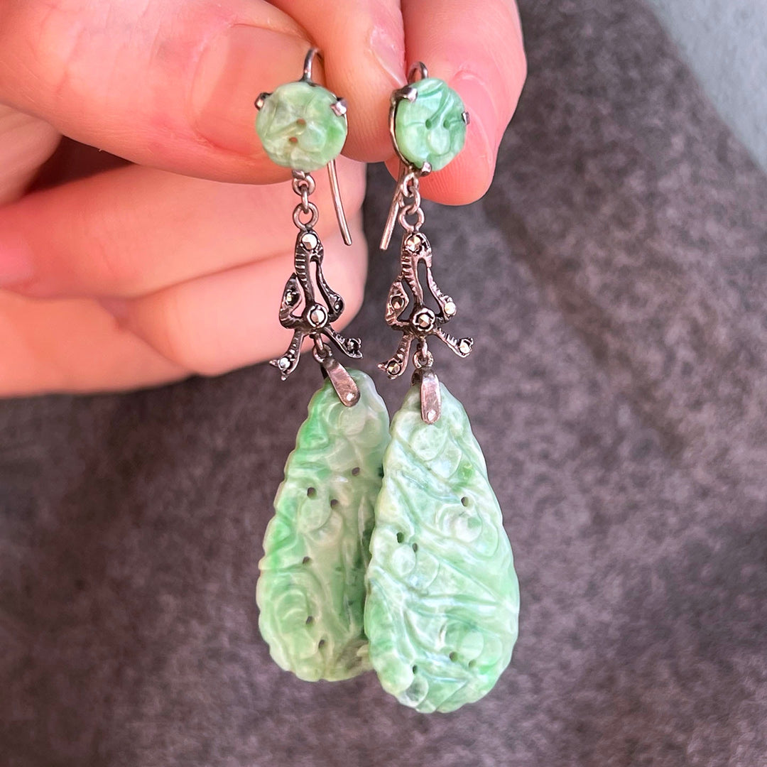 Vintage jade earrings elegant geometric design