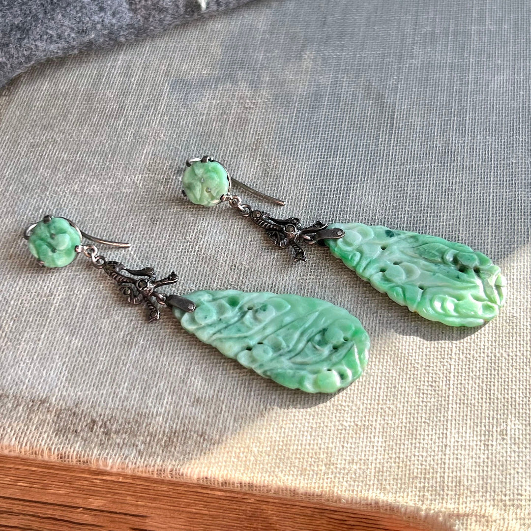 Vintage jade earrings elegant geometric design