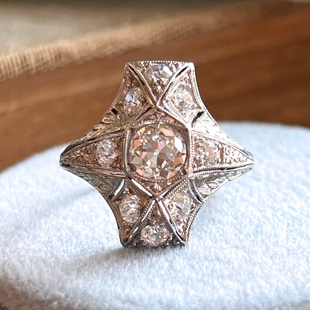 Art Deco Platinum Diamond Ring, 1920s