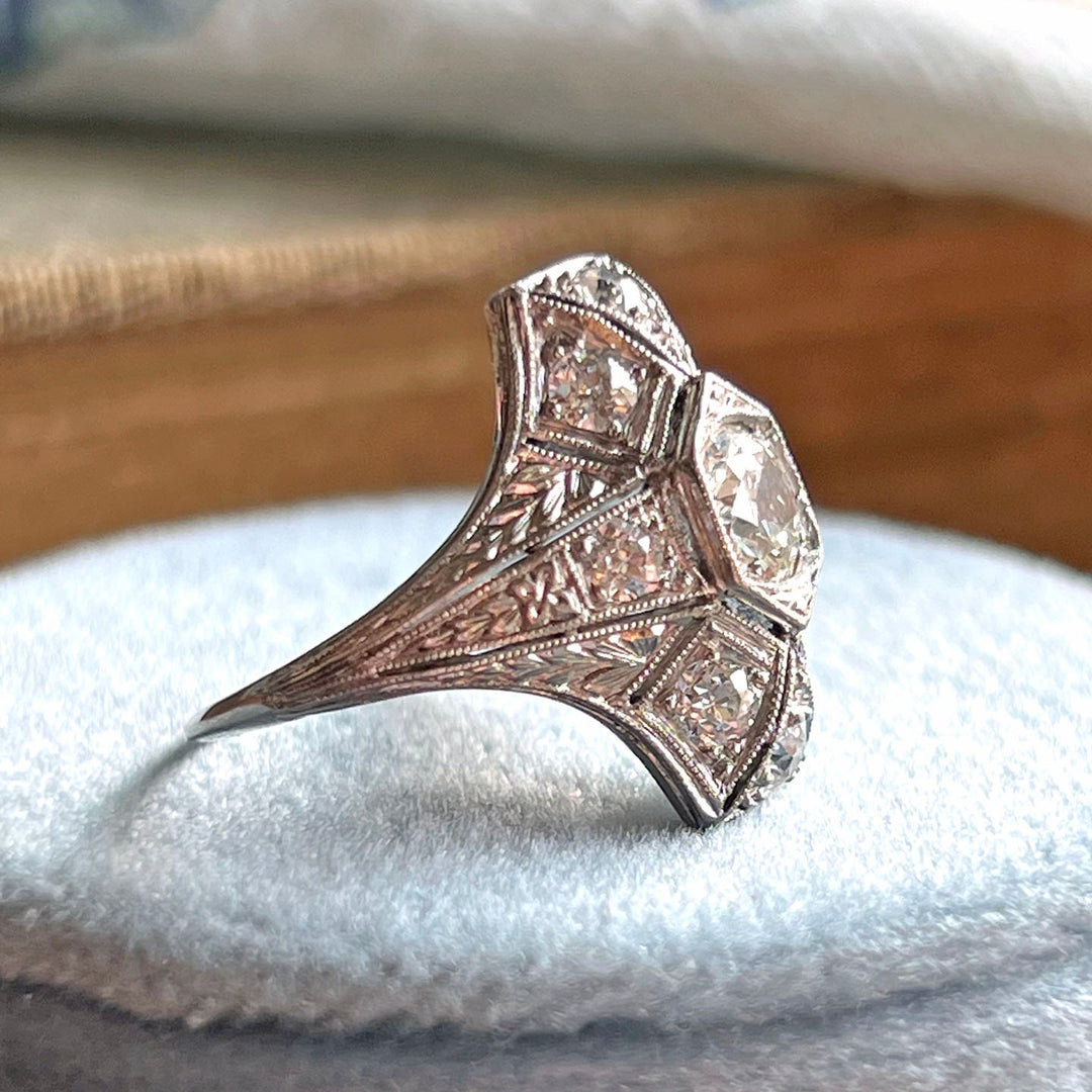 Art Deco Platinum Diamond Ring, 1920s