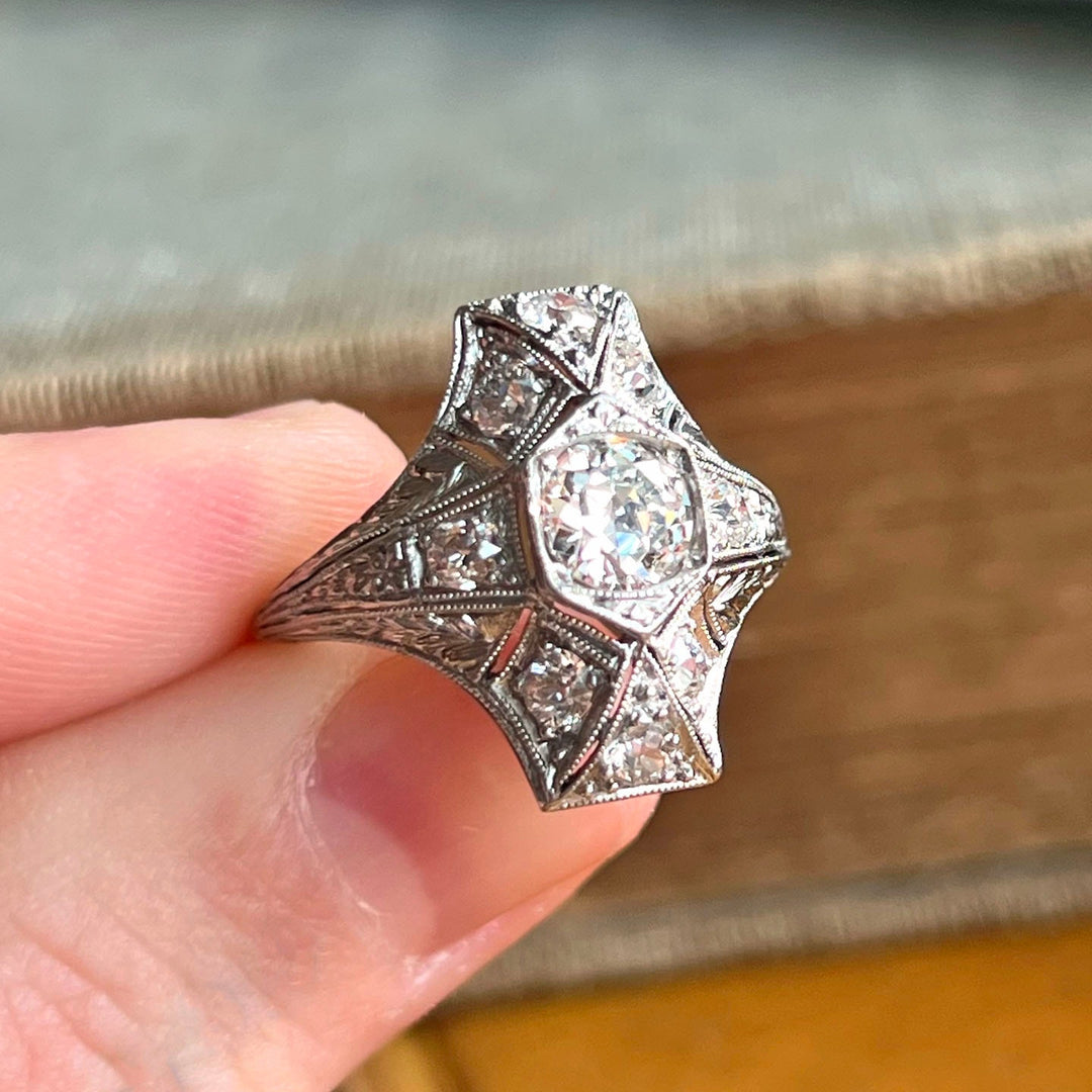 Art Deco Platinum Diamond Ring, 1920s