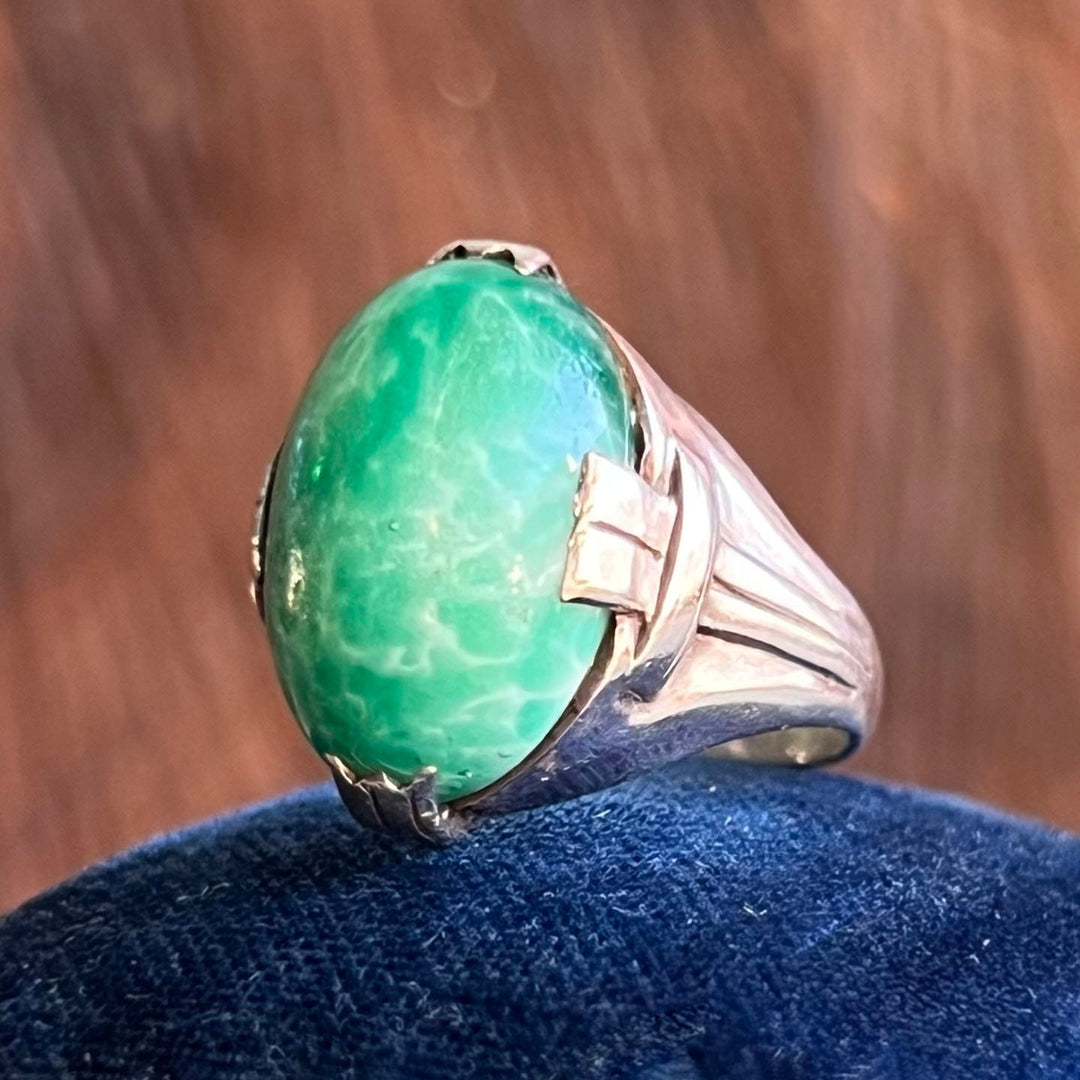 Geometric Art Deco silver ring