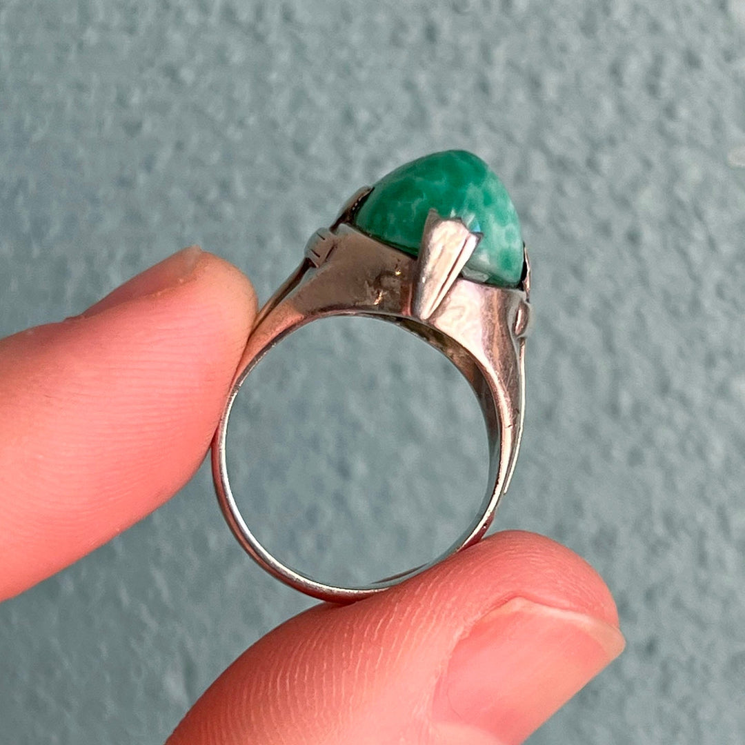 Geometric Art Deco silver ring