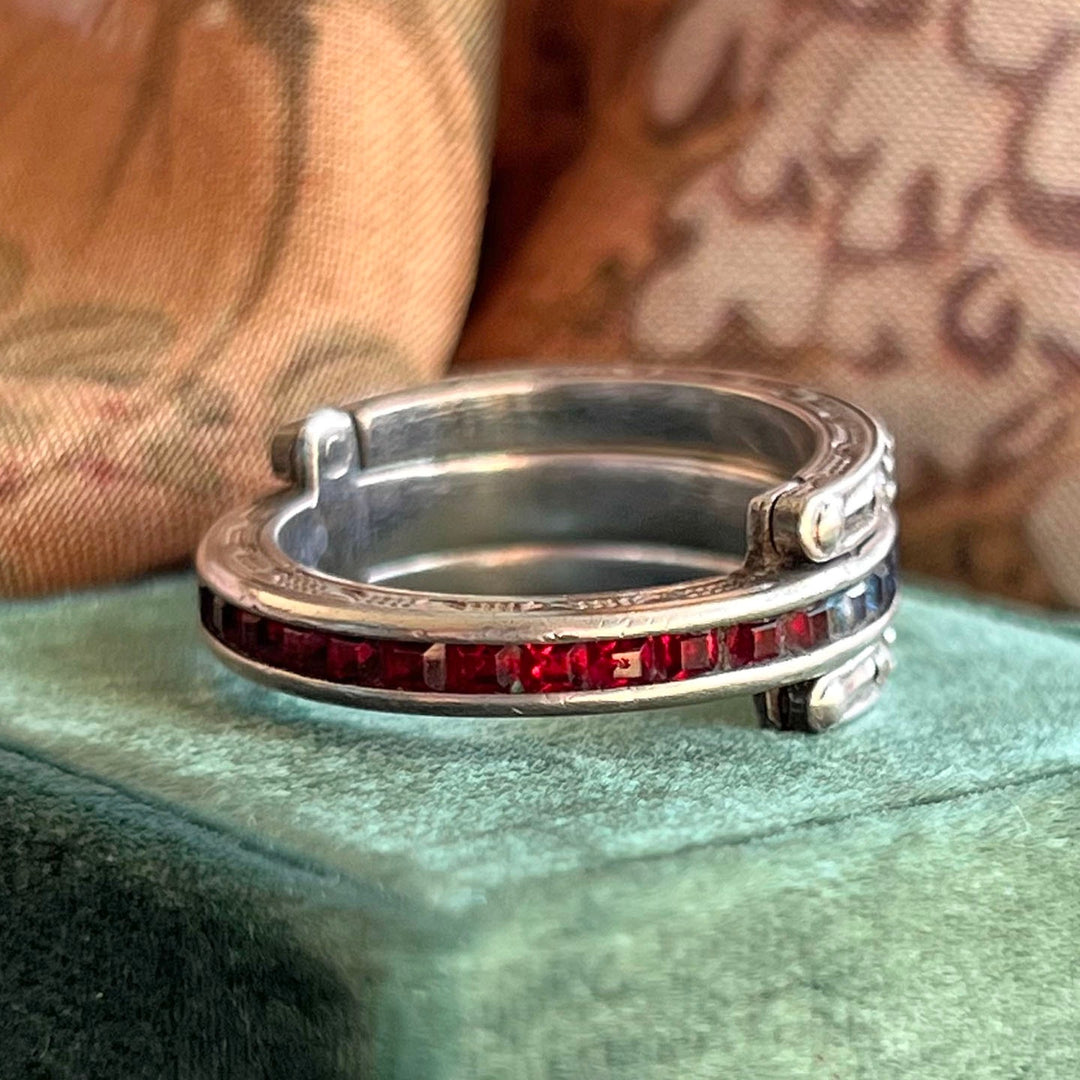 Antique rotating paste ring bold geometric Art Deco style
