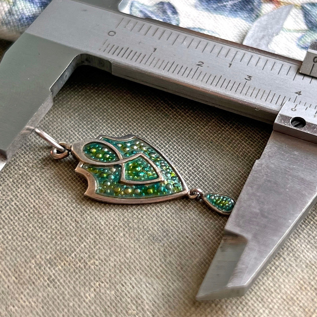 Art Nouveau English Silver Green Enamel Pendant, c. 1910