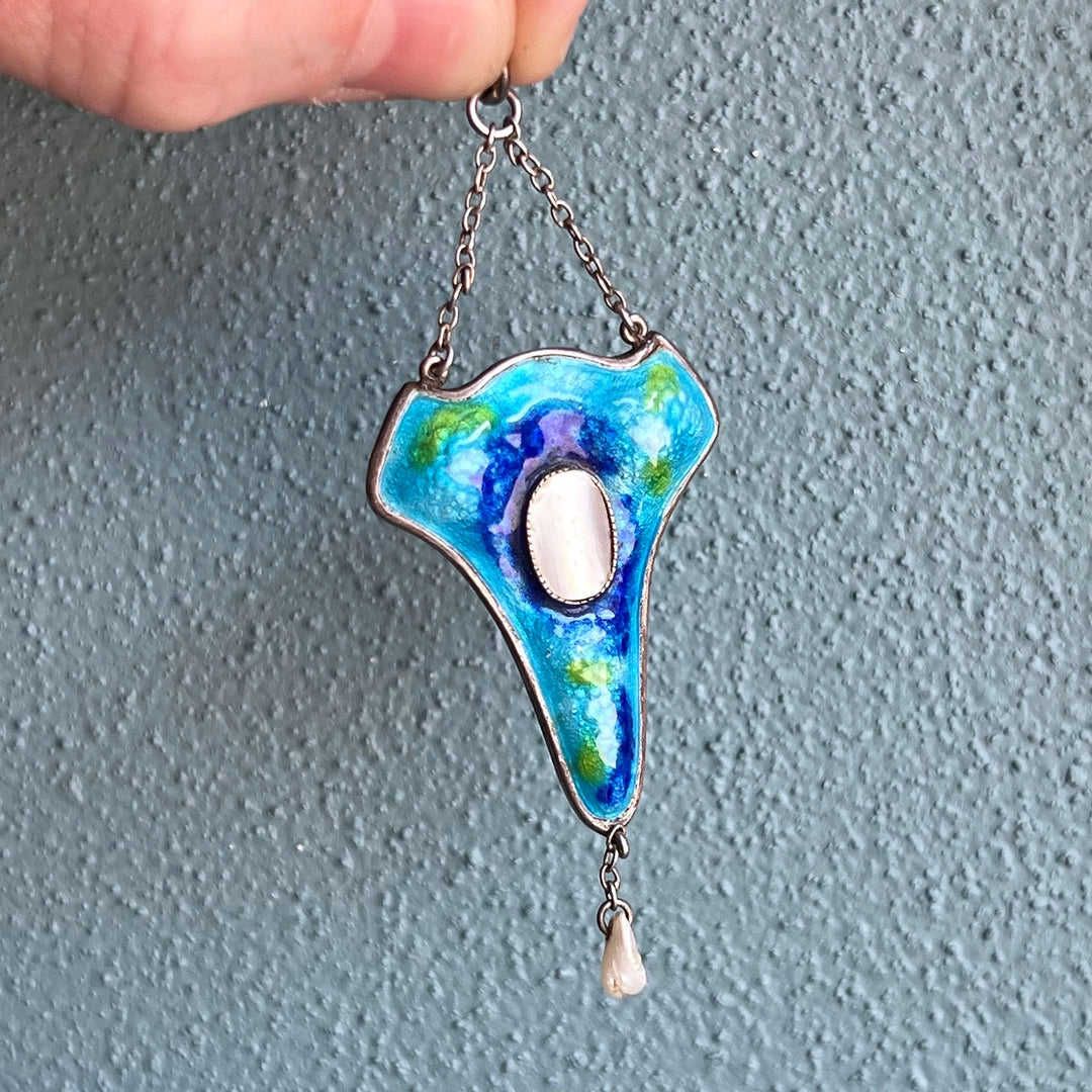 Art Nouveau Silver Enamel Pendant, Birmingham 1908