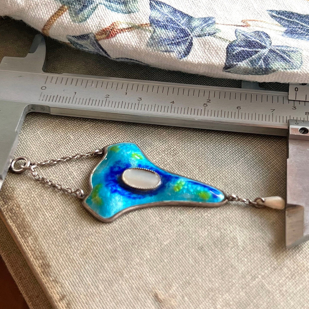 Art Nouveau Silver Enamel Pendant, Birmingham 1908