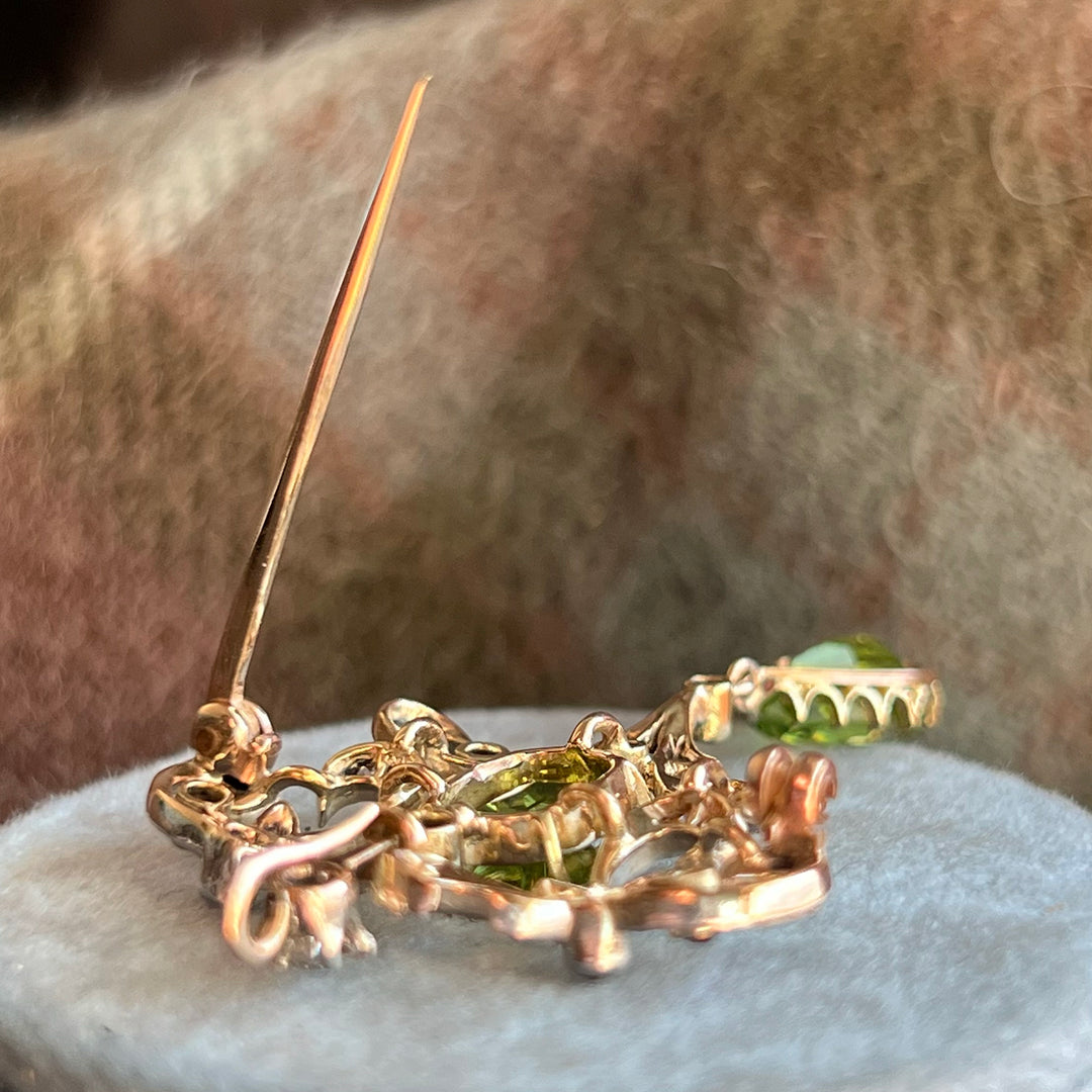 Art Nouveau Suffragette Peridot, Diamond & Ruby Pendant-Brooch, c. 1910