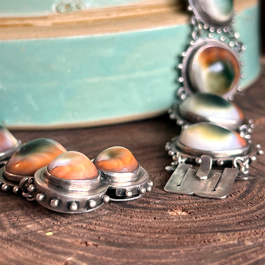 Arts and Crafts Era Silver Operculum Collar Necklace