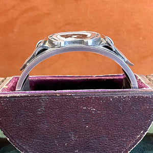 Victorian Silver Enamel Dog Horseshoe Bangle Bracelet in Box