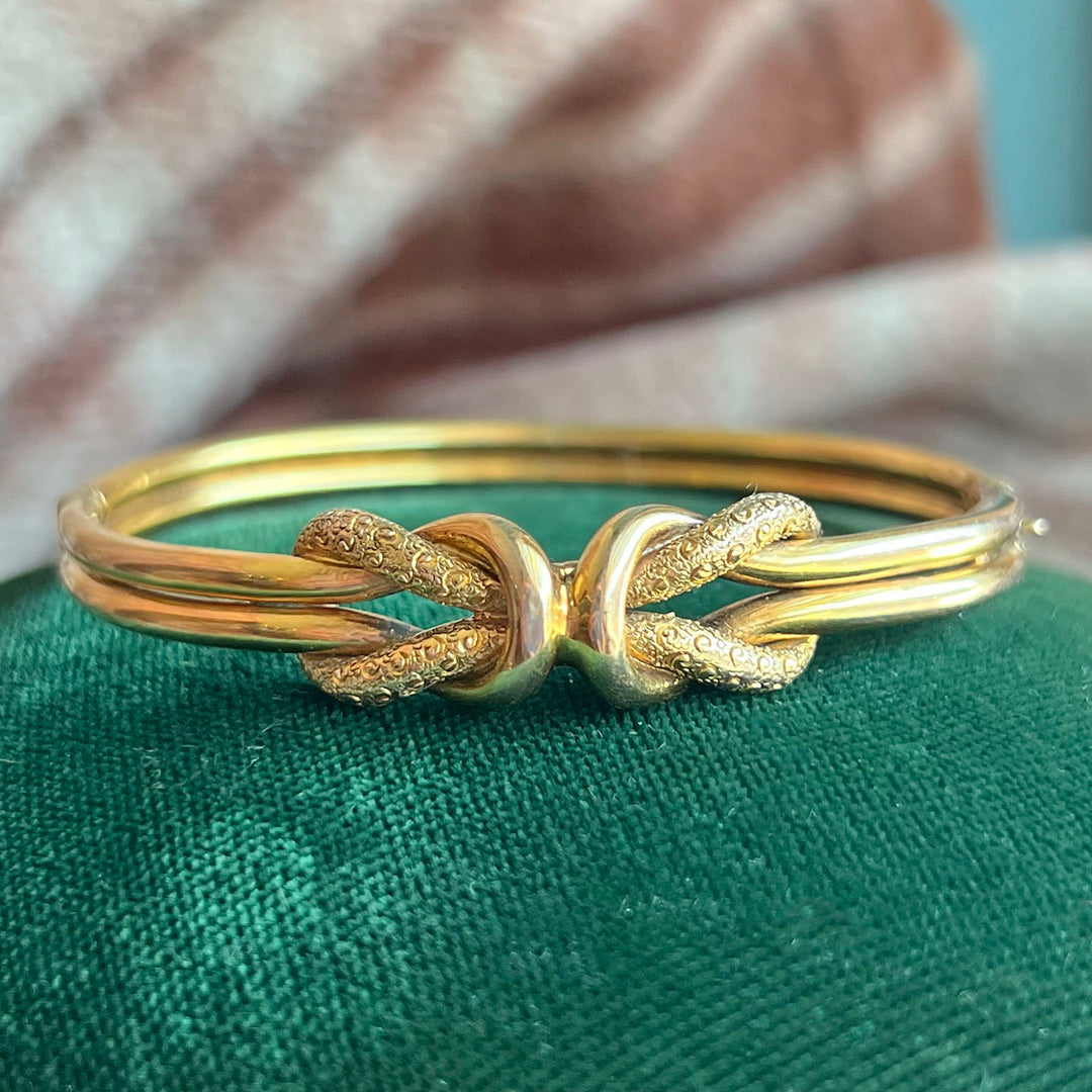 Antique Victorian Love Knot Bangle 15k Gold